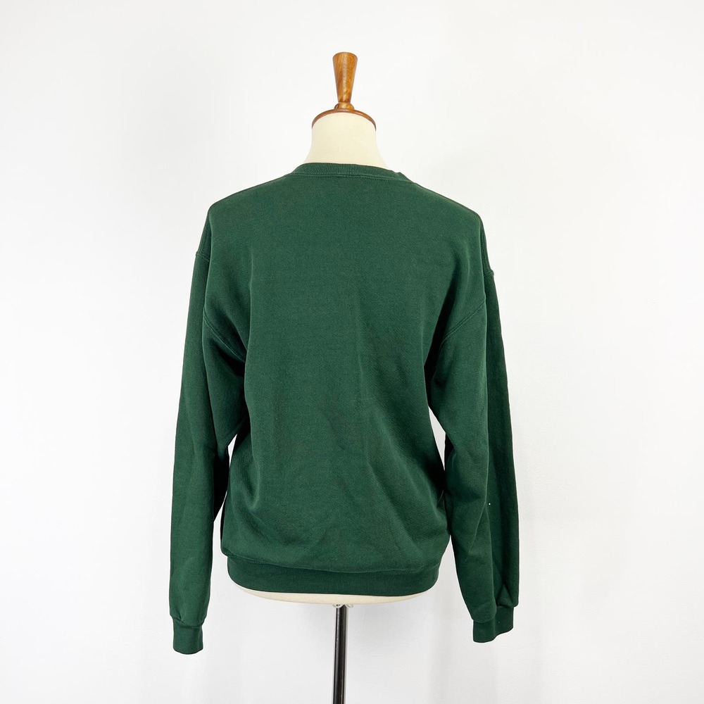 Vintage school sweater sweatshirt green and white Mossville Warriors Size Small - Picture 2 of 8